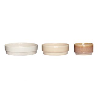 Keramikk skåler sett 3 stk brun, sand, beige Hübsch Interior