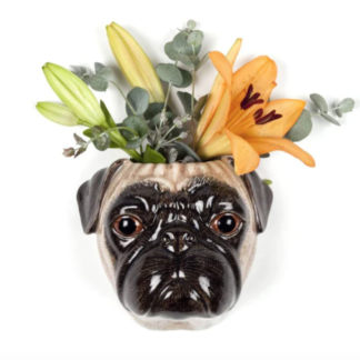 Mops pug veggvase Quail ceramics
